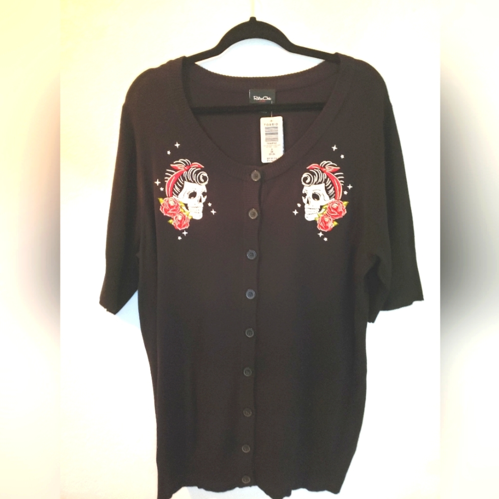 NWT Torrid Pin-up Rockabilly Skull Button Down Cardigan Size 3